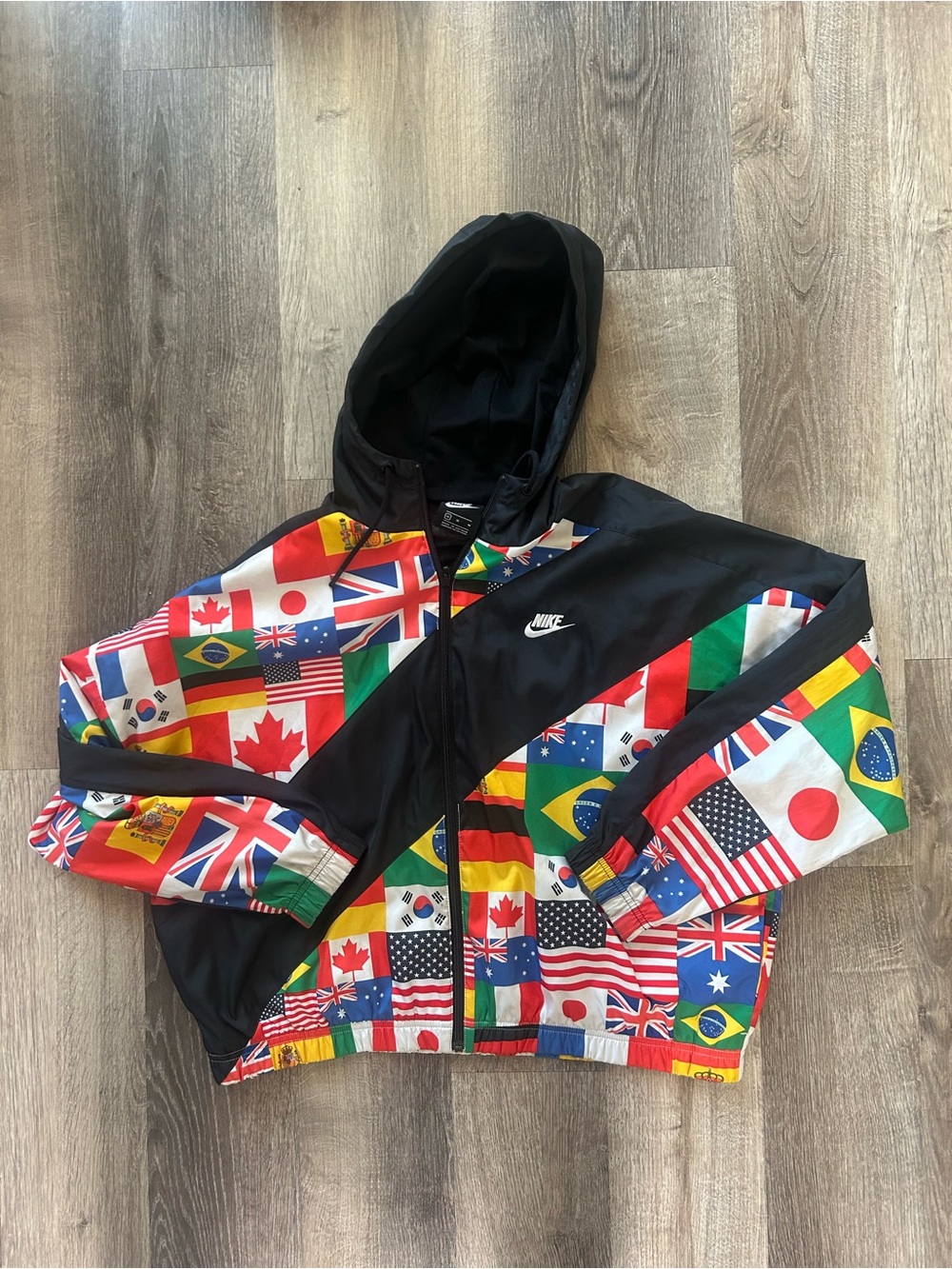 Nike World Flag Olympics Lined Windbreaker Hooded Jacket Medium Men’s Women’s